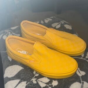 Vans Bright Yellow Checkered Slip-Ons